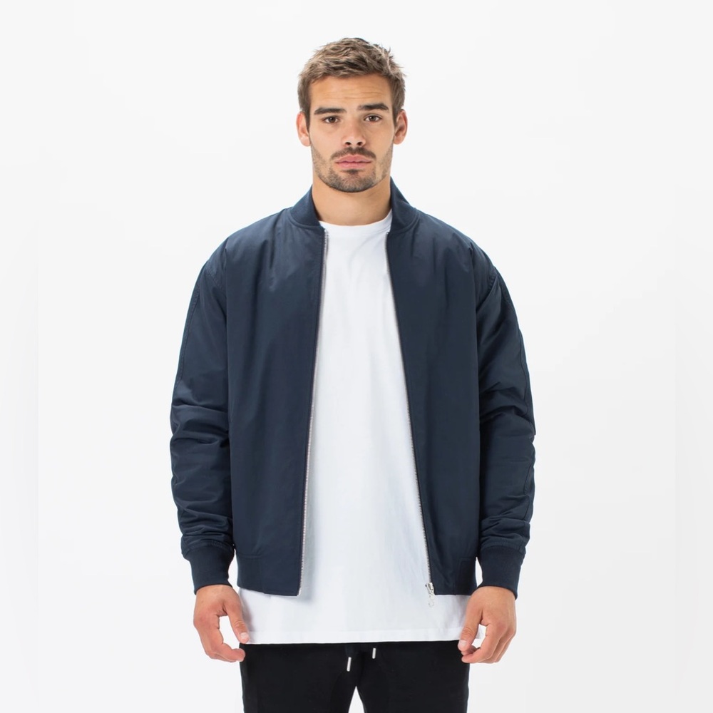 Men’s Zanerobe Navy Twill Bomber Jacket Size Large Original Retail $185